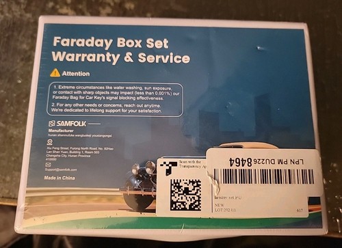 Faraday box set - warranty, and